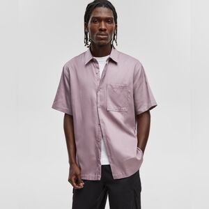 Mode of One Men's Relaxed-Fit Button-Down Shirt Pale Elderberry Sz S-2XL